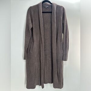 Barefoot Dreams M CozyChic Lite Long Sweater Gray Ribbed Weekend Cardigan